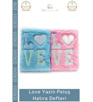 #HatıraDefteri Yumuşak A5 Kalp Figürlü LOVE Yazılı Hediye Not Defteri Tasarımlı Peluş Hatıra Defteri