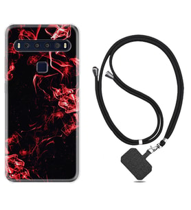 TCL 10L 10 Plus 10SE 20E 20SE 30 L7 Kılıf Boyun Askılı Silikon Red Smoke 1745