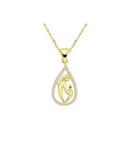 925 Ayar Gümüş Gold Damla Anne Çocuk Kolyesi