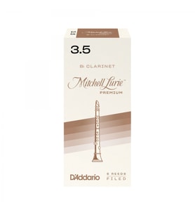 D'Addario RMLP5BCL350 Mitchell Lurie Premium Bb Klarnet Kamışı No: 3.5 (Profesyonel) - 5'li Paket  El Yapımı Kalite, Dosyalı (Filed) Kesim ve Profesyonel Kontrol