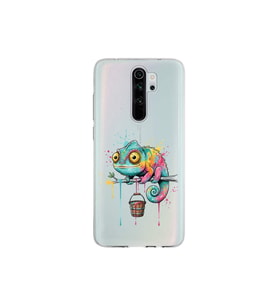 Redmi Note 8 Pro ile Uyumlu Splash Bukalemun Tasarımlı Şeffaf Silikon Kılıf