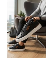 Enoch Hakiki Deri Garnili Günlük Erkek Sneaker Comfort Taban