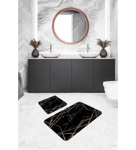 Siyah Prizma Banyo Halısı Klozet Takımı Paspas Seti BS322