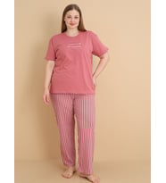 Mirano 4510 Çizgili Pijamalı Kısa Kollu Penye Büyük Beden Kadın Pijama Takımı