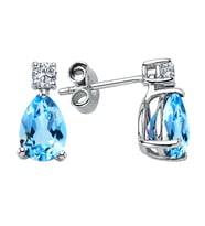 Pırlanta ve Damla Mavi Topaz Taşlı Küpe 0723E0067