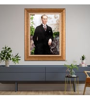 Altın Paspartulu Atatürk  Çerçeveli Tablo C648 (Gold)