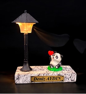 Sizlere Özel Tasarım İsimli Masa Lambası, Beyaz Mermer Temalı ve Çift Renk Led Işıklı (Model 5)