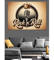 Rock Roll Logo Amblemi Dekoratif Kanvas - Mdf Ahşap Tablo