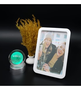 Kişiye Özel Çerçeve & Dolunay Ay Gezegen Işıklı Cam Küre Hediye Seti