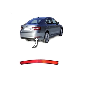 Skoda Süperb 2015 - 2020 Arka Tampon Reflektörü Sag