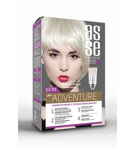 Asse Adventure Set Saç Boyası, Kalıcı ve Canlı Renkler 1+1 Kullanım Seti No12.1 Extra Küllü Platin
