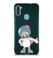 Samsung Galaxy A11 Soft Premier Kapak Sandy Tasarımlı Silikon Kılıf - Yeşil (Şeffaf)