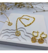 925 Ayar gümüş Kalp Set (Minimal kalp kolye, Bileklik,Küpe)