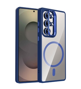 Samsung Galaxy S25 Ultra Uyumlu Kılıf Standlı ve Kamera Lens Hediyeli M-Safe Şarj Özellikli Zore Etro Kapak