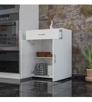 Modilayn Çok Amaçlı Dolap Çekmeceli ve İki Kapaklı Mutfak Dolabı Banyo Dolabı Ofis Dolabı (Beyaz)
