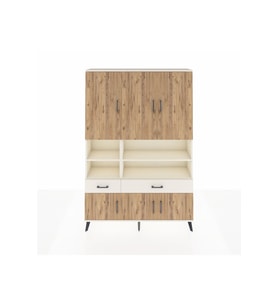 Arges Dolap 8 Raflı 2 Çekmeceli 6 Kapaklı 132x30x195 Aytaşı-Çam/Aytaşı