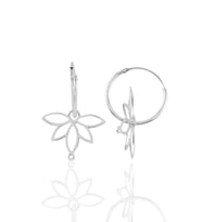 Söğütlü Silver Gümüş rodyumlu  sonsuz yaşamın simgesi lotus çiçeği 18 mm halka küpe