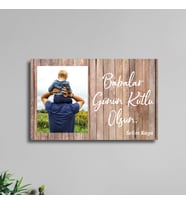 Babalar Gününe Özel Resimli Duvar Dekoru Tablo Beyaz 40x25cm