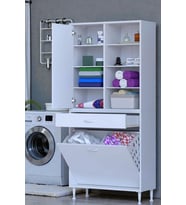 Eliusta Rule Sepetli Banyo/Mutfak Dolabı 85 cm Genişliğe Sahip 85x171x32,5 cm İki Sepetli Beyaz Dolap