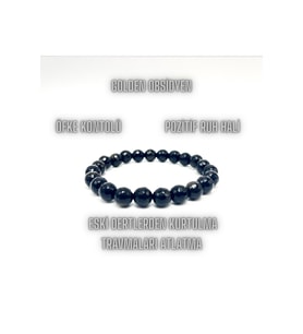 Sertifikalı Obsidyen 8mm Elastik Misinalı Doğal Taş Bileklik