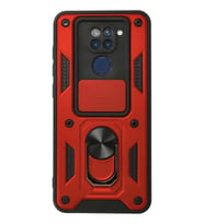 Newface Xiaomi Redmi Note 9 Kılıf Pars Lens Yüzüklü Silikon - Kırmızı