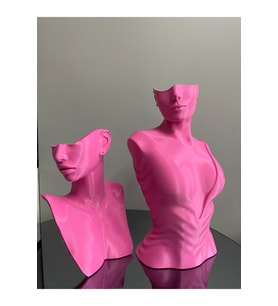 Pembe Renk Dekoratif Takı Mankeni 2'li Set Takı Teşhir Standı 30 ve 21 Cm Takı Organizer Küpe Kolye