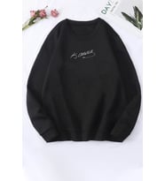 Unisex  K.Atatürk imza Baskılı Bisiklet Yaka Sweatshirt (Siyah)
