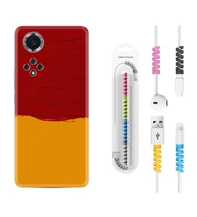 Huawei Nova Y70 Y90 Nova 9 SE  Kılıf Kablo Koruma Spiral Silikon Sarı Kırmızı Boya 1708
