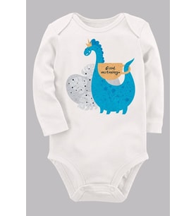 Organik Baskılı Pamuklu Unisex Bebek Body UZUNKOLE113