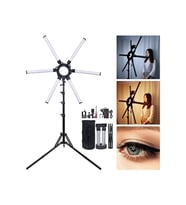 Katlanabilir 6 Kollu LED Stüdyo Işık – 90W Yüksek Parlaklık, 3200K-5600K Renk Ayarı, Tripod ve Taşıma Çantası 2.10 CM Tripod Ayak Canlı Yayın Işığı