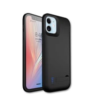 Apple iPhone 12 Şarjlı Kılıf Led Işık Göstergeli Standlı Powerbank Kapak (Siyah)