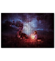 Cakapuzzle  Gece, Geyik ve Sevimli Kız  Puzzle Yapboz MDF (Ahşap) (120 Parça)