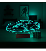 Luvivia Spor Araba Ferrari Tasarım Kişiye Özel 3D Lamba - Masa Gece Lambası