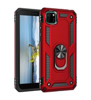 Durukar® Huawei Y5P Kılıf Sofya Yüzüklü Silikon Kapak - Kırmızı