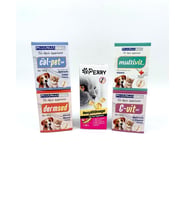 Kediler için 5li Vitamin Minarel Omega Destek Seti (Beyaz)