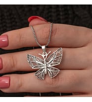 Telkari Kelebek 925 Ayar Gümüş Kadın Kolye