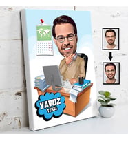 İşkolik Karikatürlü Kanvas Tablo