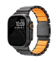 Apple Watch 7 45mm Uyumlu Zore KRD-152 Titanyum Silikon Kordon (Siyah - Turuncu)