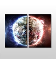 Dünya Işık Süzmesi Kanvas Tablo 90x80cm (Karışık)