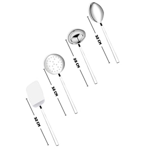 4 Parça Lüx Kepçe, Kevgir, Spatula, Kaşık Takımı