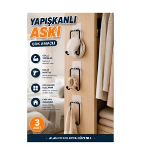 3’lü Yapışkanlı Duvar Askısı – Çok Amaçlı Düzenleyici