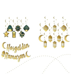 17 parça Ramazan Süsleri 10'lu Tavan Süs,6'lı 11 ayın sultanı tavan süsü-