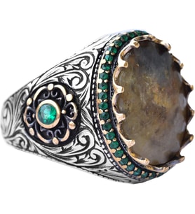 Erkekler için 925 Ayar Gümüş Yüzük - Gerçek Doğal 7 Karat Safir Taşı