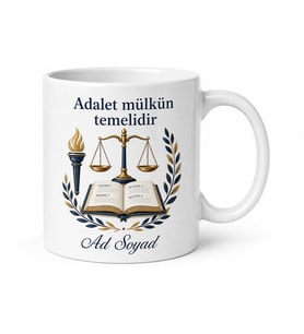 Hukukçuya Hediye Kanun Maddeleri Adalet İnsan Hakları Temalı Porselen Kupa Bardak