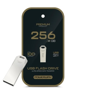 Powerway Premium 256 GB 100MB/S Ultra Hızlı USB 3.1 Metal Silver Flash Bellek