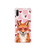 PrintiFy Huawei P30 Lite ile Uyumlu Pembe Pötikare Serisi Tatlı Kurnaz Tasarımlı Uv Baskılı Köşe Korumalı Antişok Kılıf