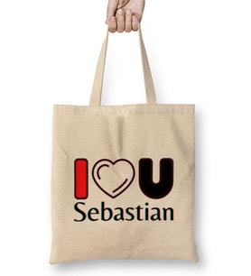 Sebastian-Name personalized Custom - vintage Retro Rainbow Style Design Gift Baby-Gift For Him Bez Çanta Uzun Saplı