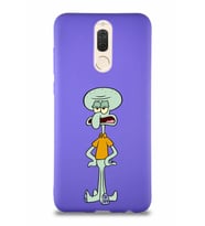 Huawei Mate 10 Lite Soft Premier Kapak Squidward Dokunaç Tasarımlı Silikon Kılıf - Mor (Şeffaf)
