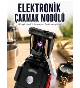 Şarjlı Çalışan El Feneri Elektronik Çakmak Emniyet Kemeri Kesici ve Tornida Uçlu