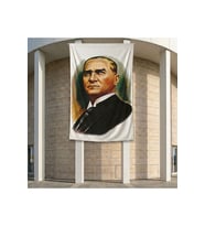 Mustafa K. Atatürk Portresi Poster Bayrak Premium Raşel Kumaş ATA12 2x3m